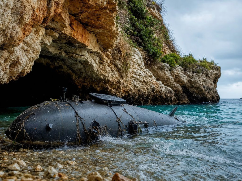 Εικόνα ουκρανικό drone σε θαλάσσια σπηλιά Λευκάδας
