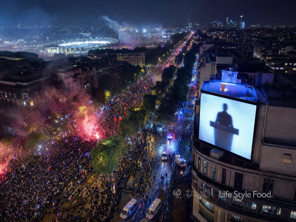 επεισόδια παρίσι psg: πλήθος στα Ηλύσια Πεδία και αστυνομία