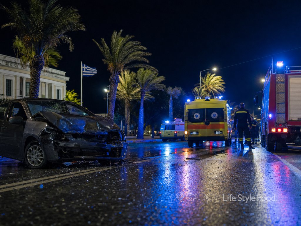 τροχαίο γλυφάδα σπασμένο όχημα κοντά στην Ποσειδώνος και ασθενοφόρα