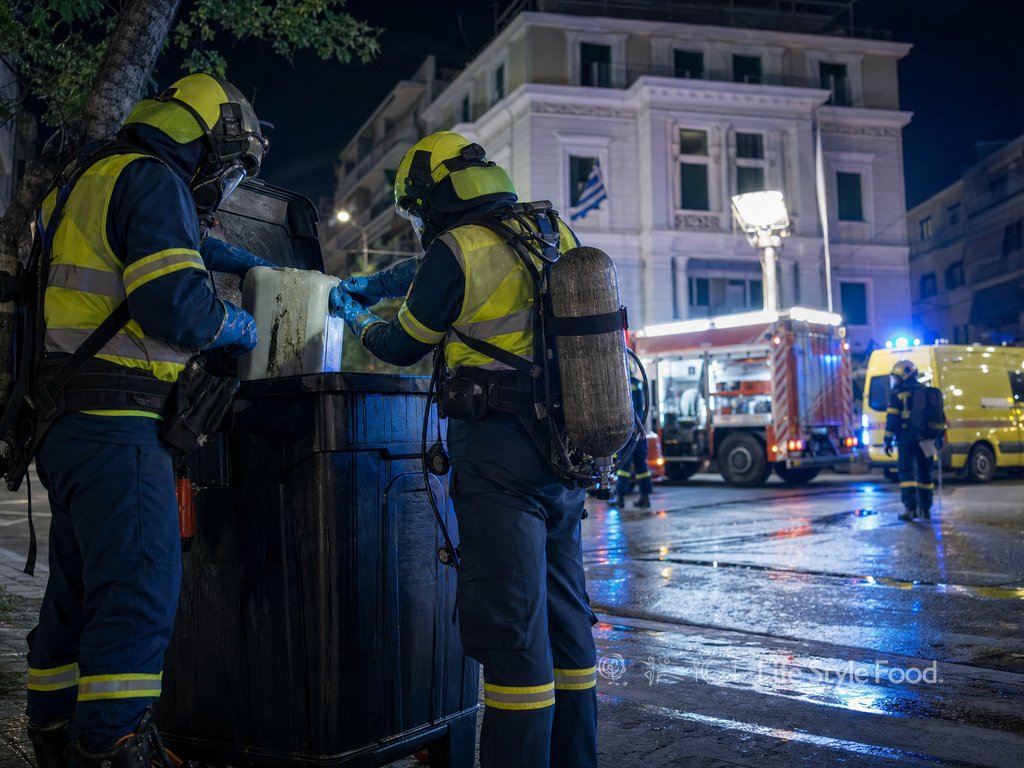 αναθυμιάσεις άγιος δημήτριος: πυροσβέστες ανασύρουν δοχείο από κάδο